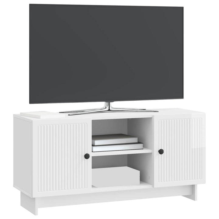 TV-skab 102 x 34,5 x 50 cm Hvid højglans Konstrueret træ