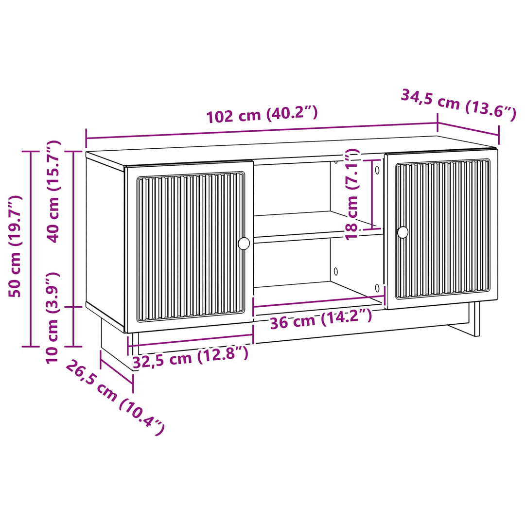 TV-skab 102 x 34,5 x 50 cm Hvid højglans Konstrueret træ