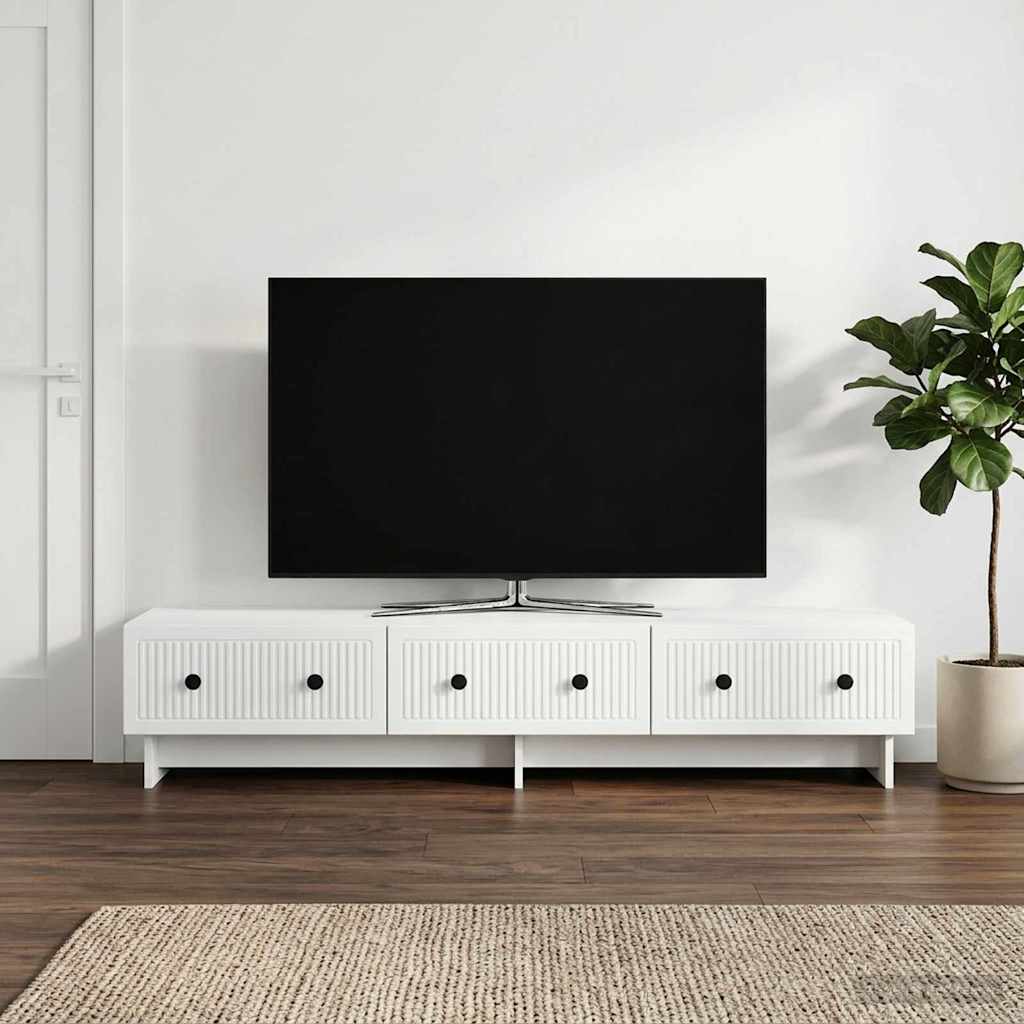 TV-skab med skuffe Hvid 147 x 34,5 x 30 cm Konstrueret træ
