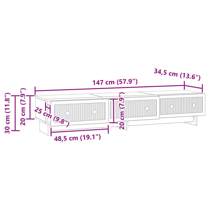 TV-skab med skuffe Hvid 147 x 34,5 x 30 cm Konstrueret træ