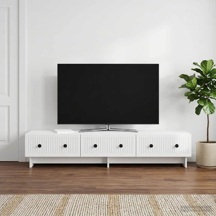 TV-skab 147 x 34,5 x 30 cm Hvid højglans Konstrueret træ