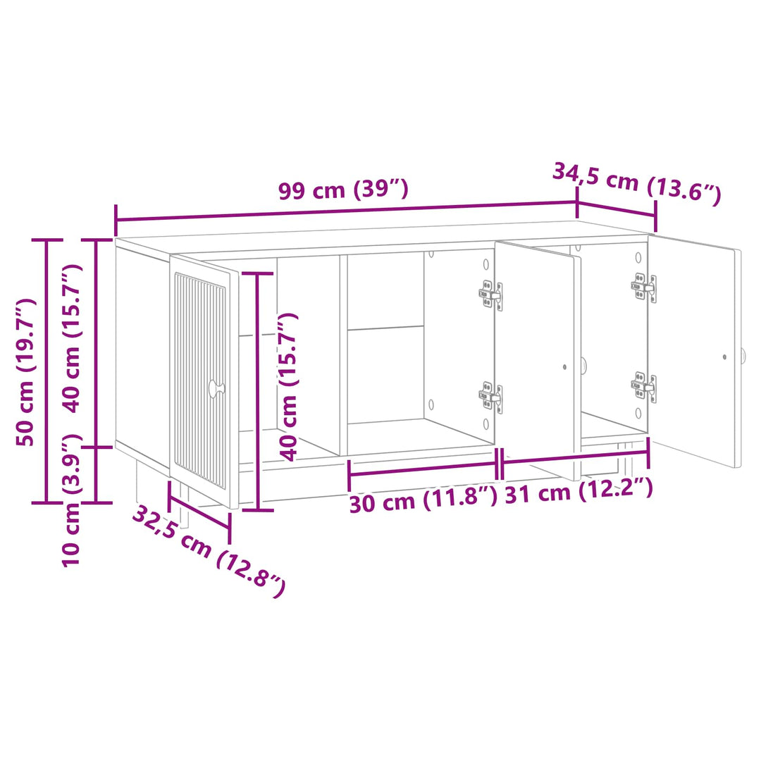 TV-skab 99 x 34,5 x 50 cm Gammelt træ Konstrueret træ