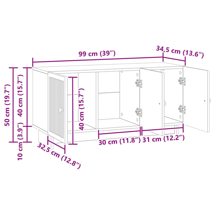TV-skab 99 x 34,5 x 50 cm Gammelt træ Konstrueret træ