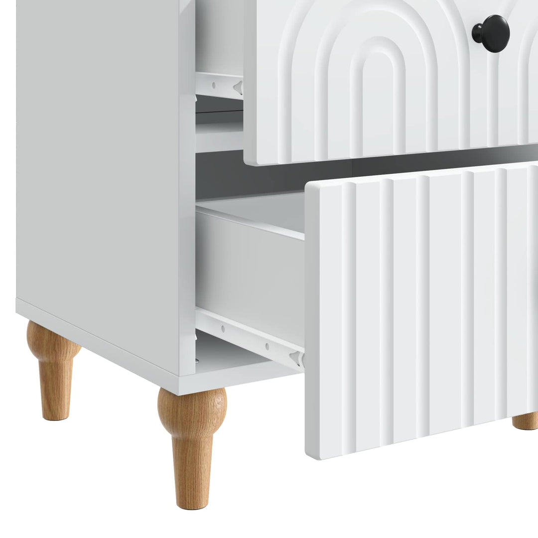 Natskab med skuffe 2 pcs Hvid 43 x 34,5 x 48 cm Konstrueret træ