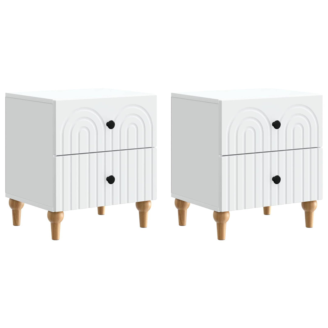 Natskab med skuffe 2 pcs Hvid 43 x 34,5 x 48 cm Konstrueret træ