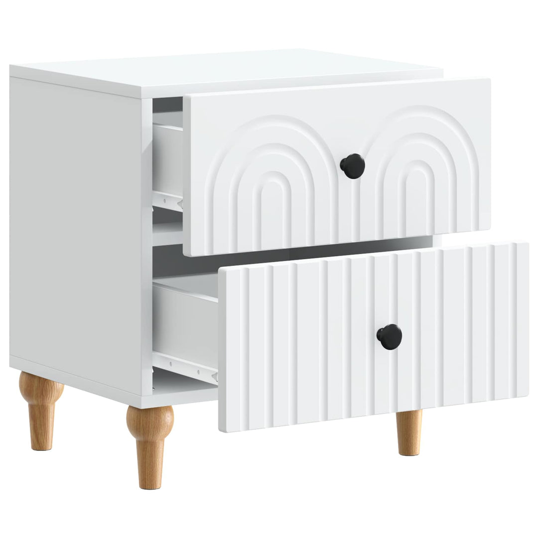 Natskab med skuffe 2 pcs Hvid 43 x 34,5 x 48 cm Konstrueret træ