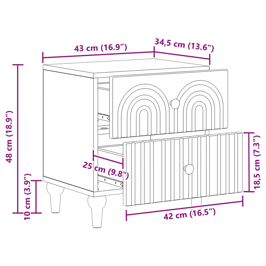 Natskab med skuffe 2 pcs Hvid 43 x 34,5 x 48 cm Konstrueret træ