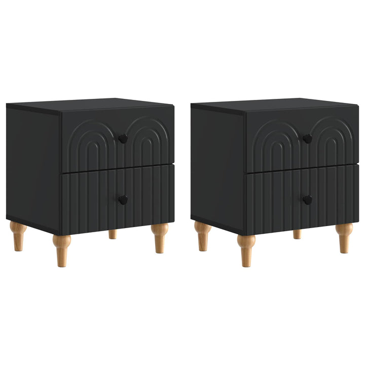 Natskab med skuffe 2 pcs Sort 43 x 34,5 x 48 cm Konstrueret træ