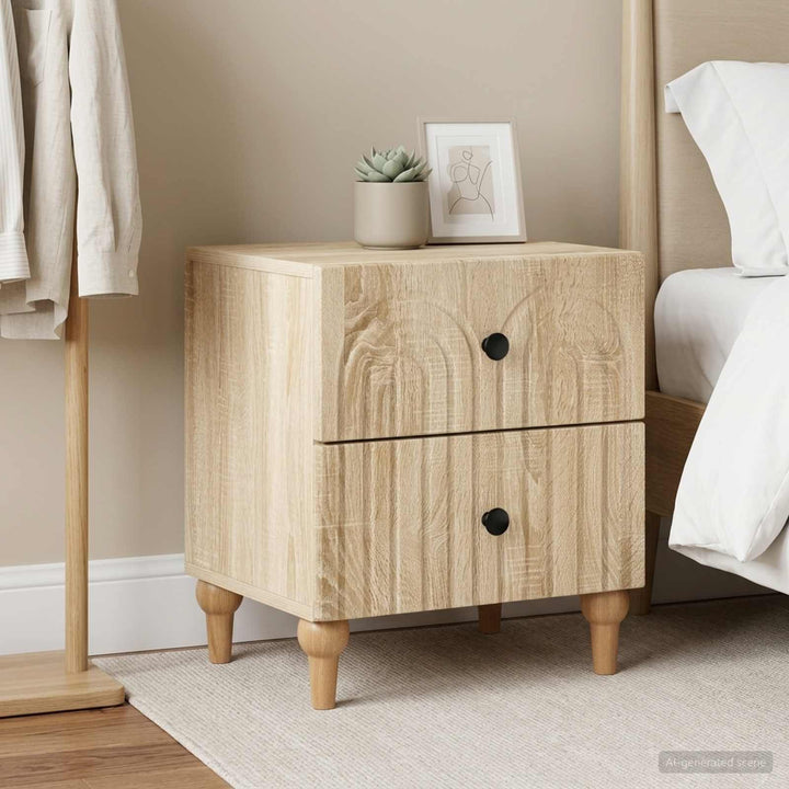 Natskab 2 pcs Sonoma-eg 43 x 34,5 x 48 cm Konstrueret træ