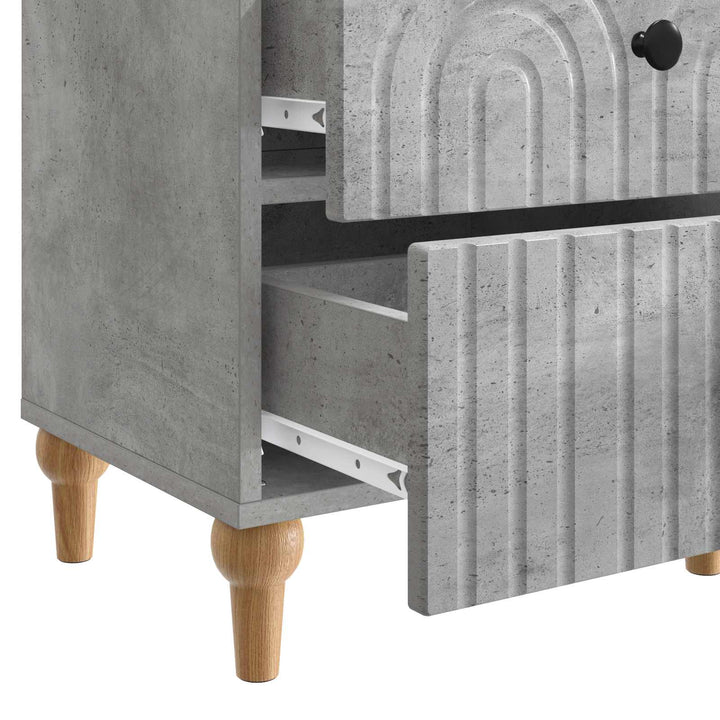Natskab 2 pcs Betongrå 43 x 34,5 x 48 cm Konstrueret træ