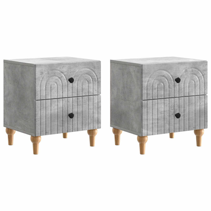 Natskab 2 pcs Betongrå 43 x 34,5 x 48 cm Konstrueret træ