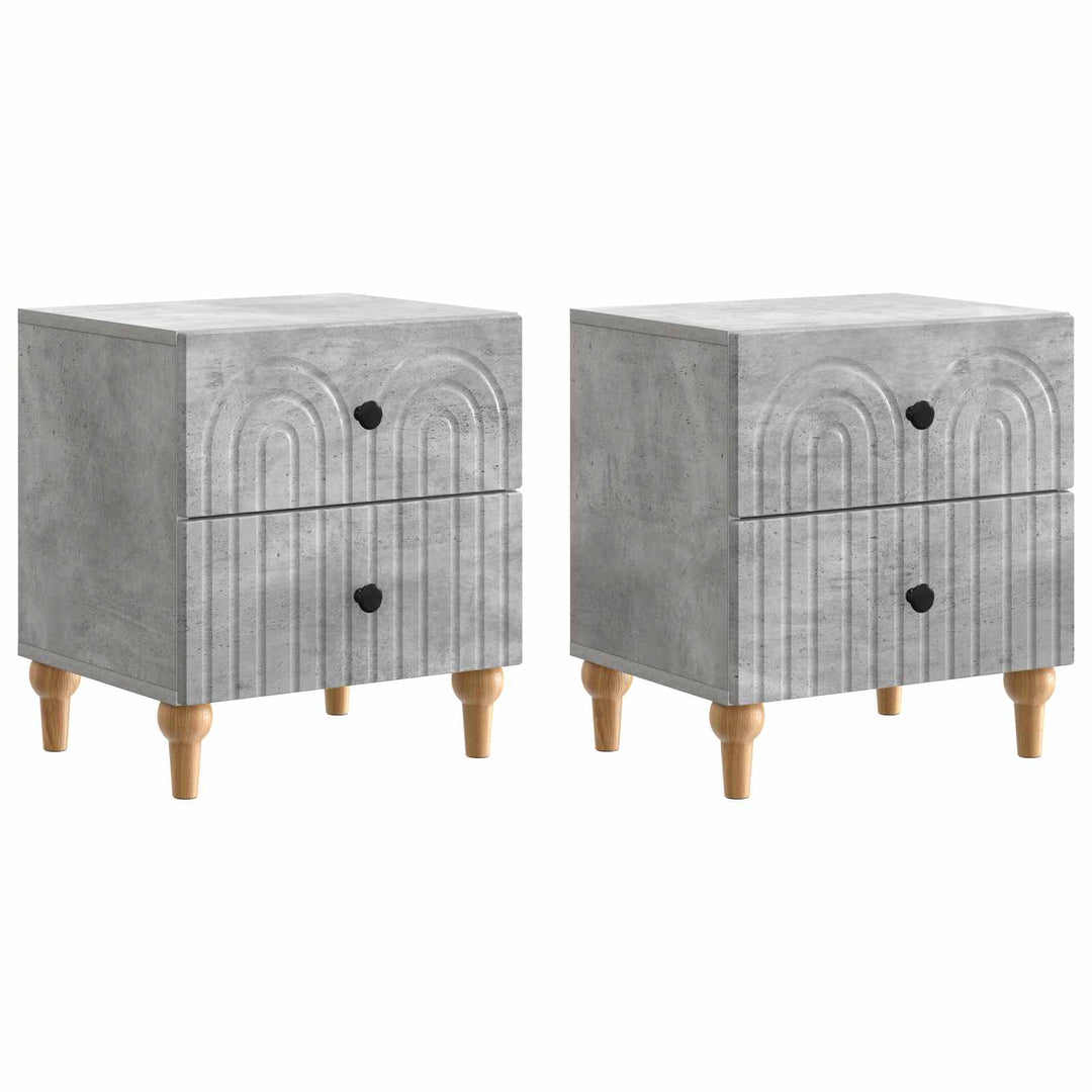 Natskab 2 pcs Betongrå 43 x 34,5 x 48 cm Konstrueret træ