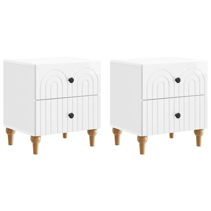 Natskab 2 pcs Hvid højglans 43 x 34,5 x 48 cm Konstrueret træ