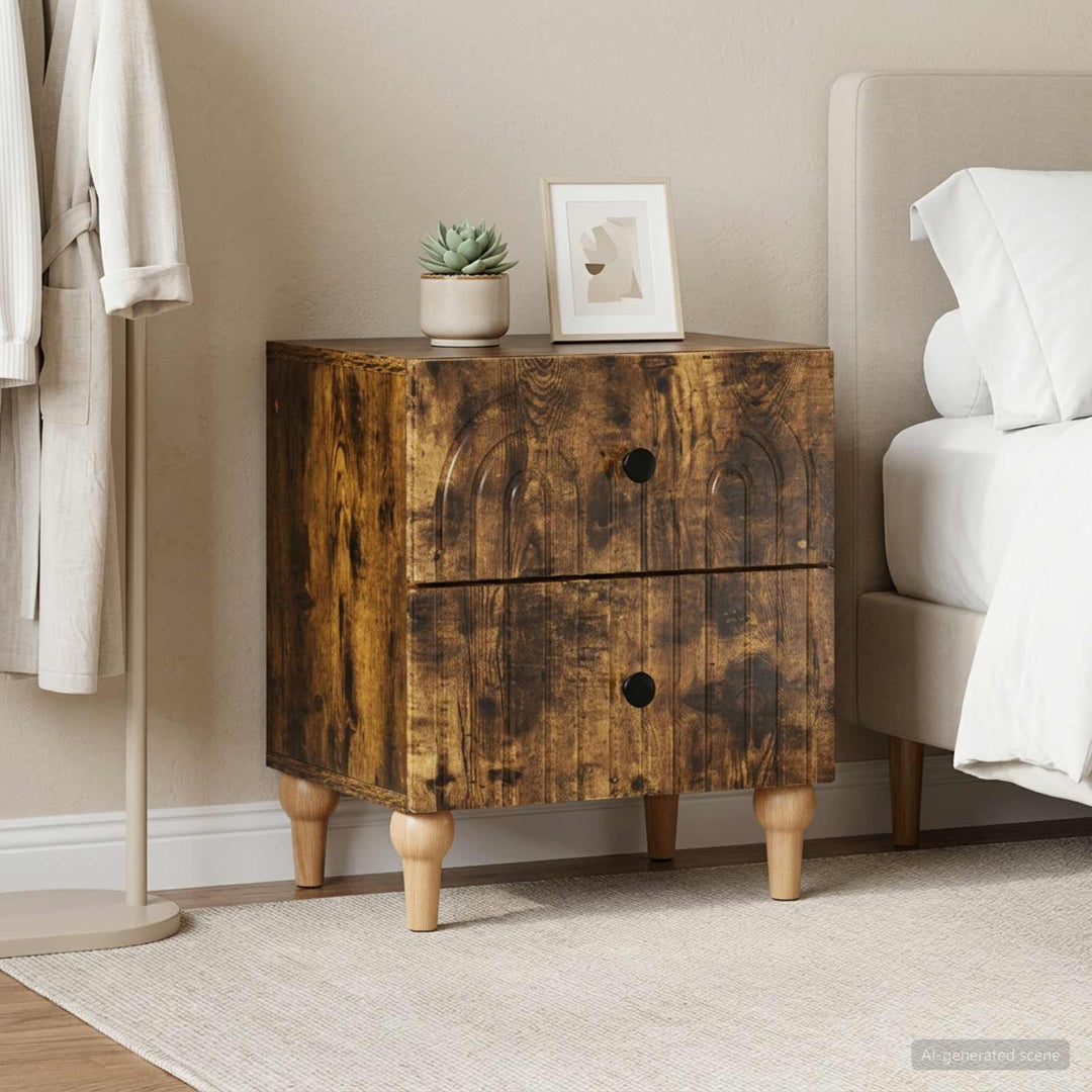 Natskab 2 pcs Røget eg 43 x 34,5 x 48 cm Konstrueret træ