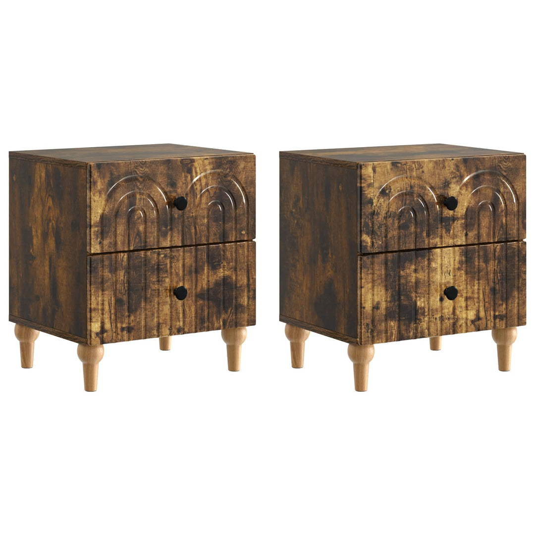 Natskab 2 pcs Røget eg 43 x 34,5 x 48 cm Konstrueret træ