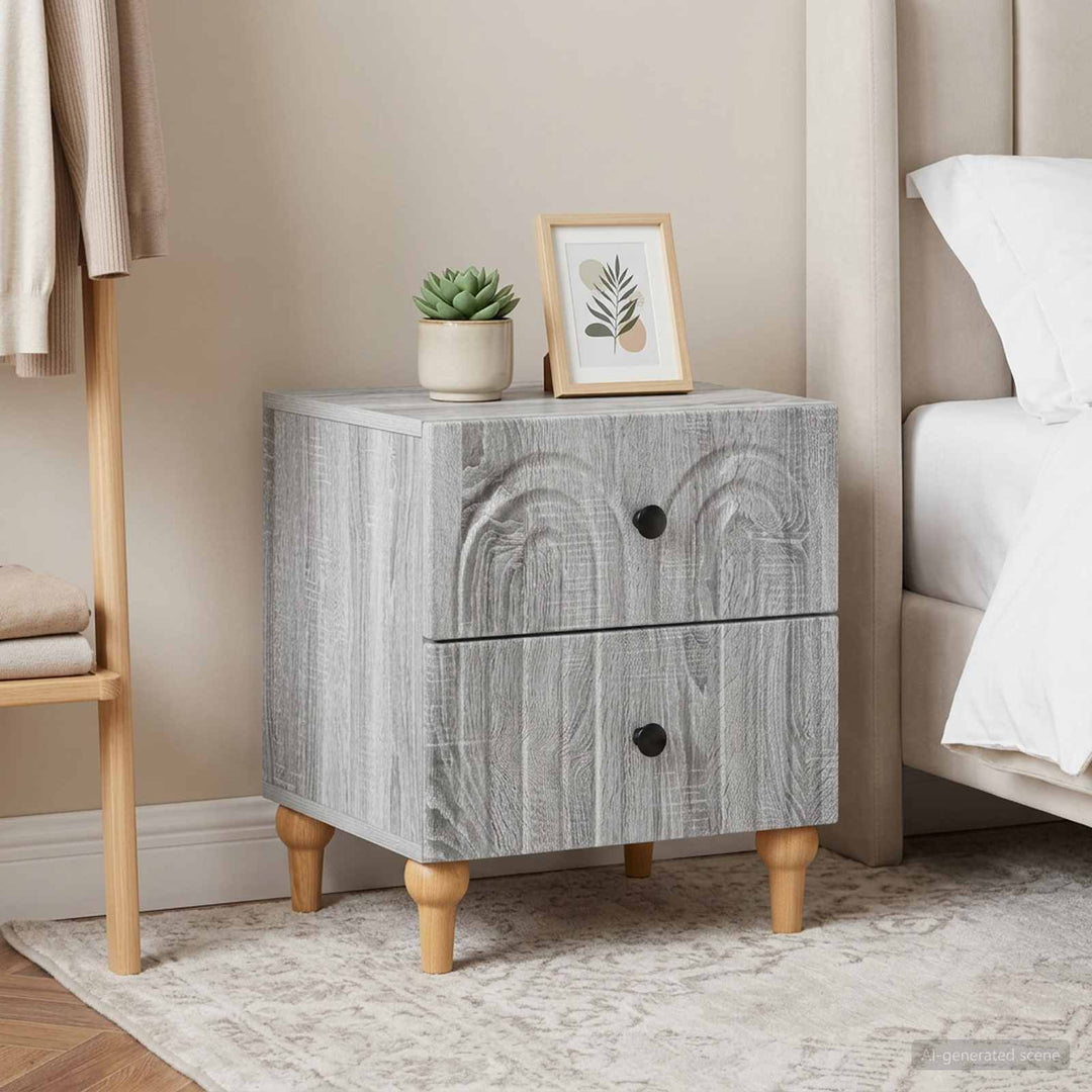 Natskab 2 pcs Grå sonoma-eg 43 x 34,5 x 48 cm Konstrueret træ