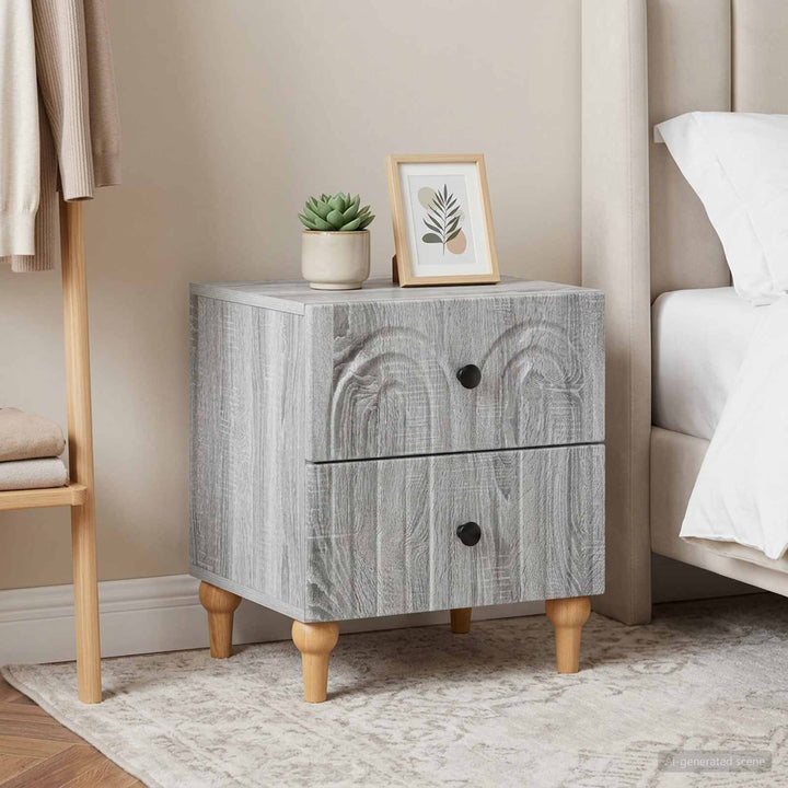 Natskab 2 pcs Grå sonoma-eg 43 x 34,5 x 48 cm Konstrueret træ