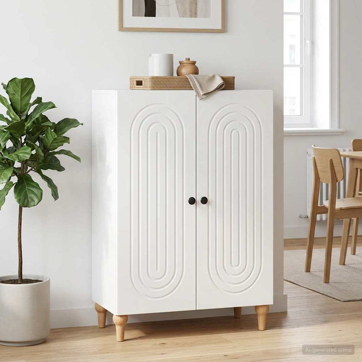 Sideboard Hvid højglans 66 x 34,5 x 90 cm Konstrueret træ