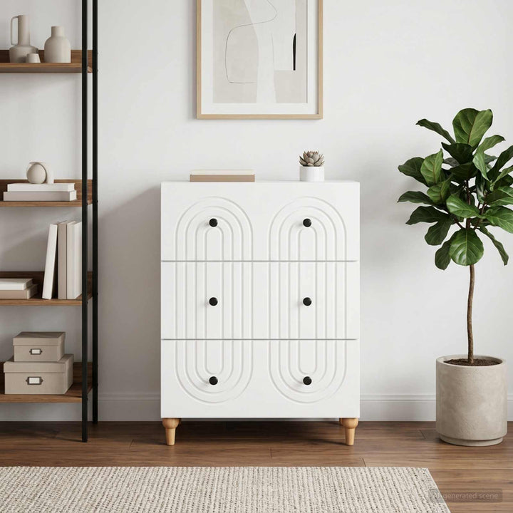 Skuffeskab Hvid 66 x 34,5 x 90 cm Konstrueret træ