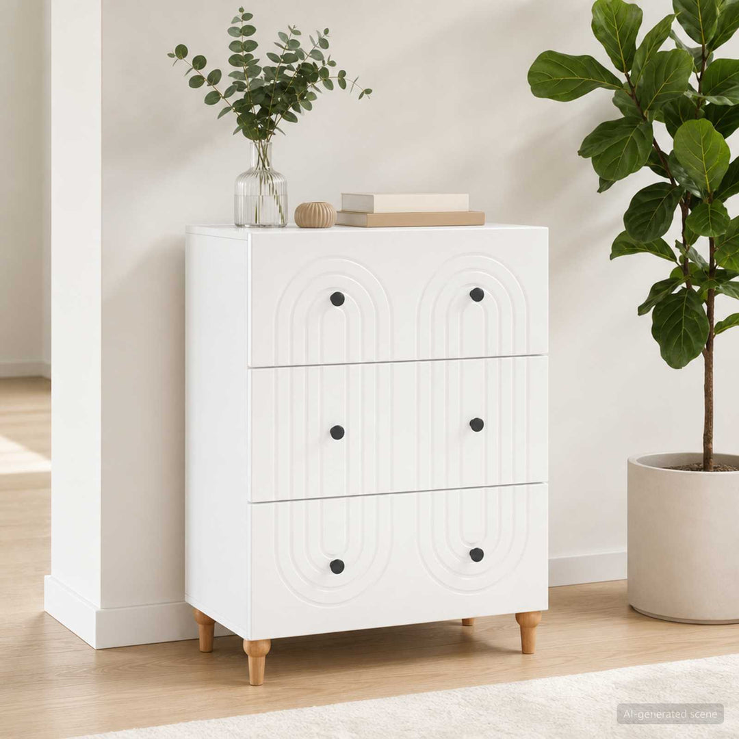 Skuffeskab Hvid 66 x 34,5 x 90 cm Konstrueret træ