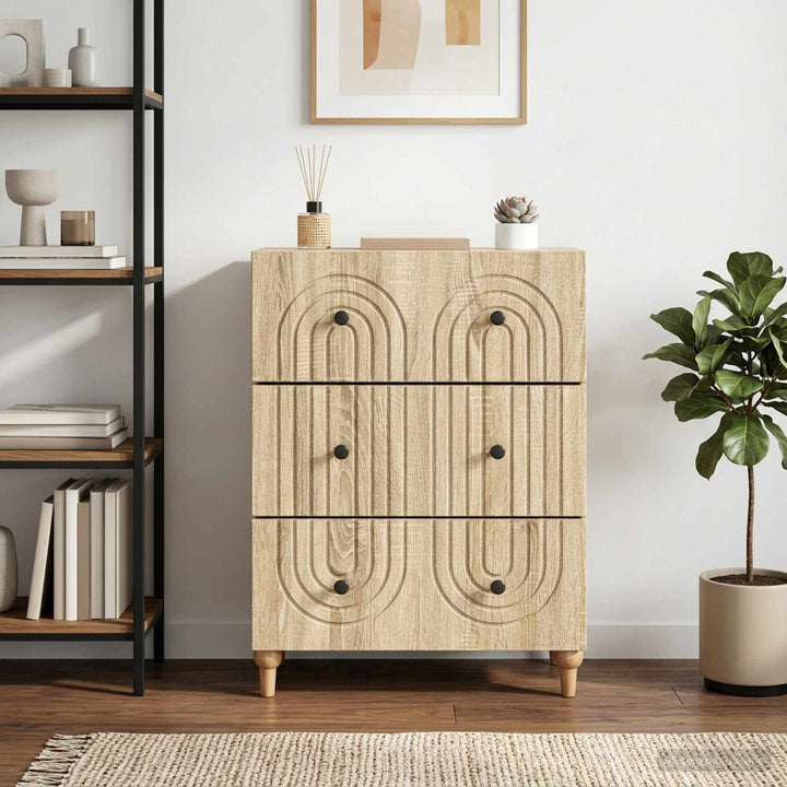 Skuffeskab Sonoma-eg 66 x 34,5 x 90 cm Konstrueret træ