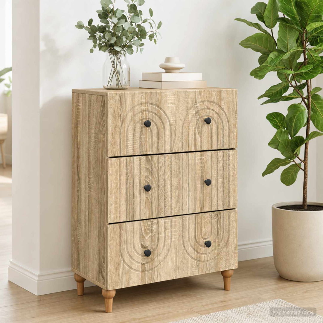 Skuffeskab Sonoma-eg 66 x 34,5 x 90 cm Konstrueret træ