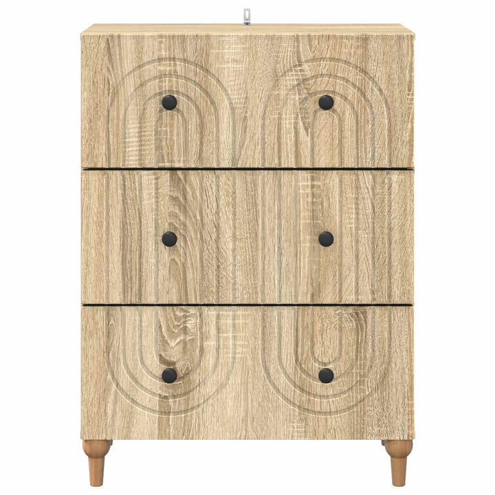 Skuffeskab Sonoma-eg 66 x 34,5 x 90 cm Konstrueret træ