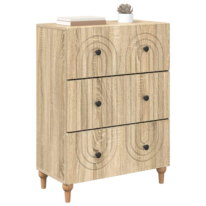 Skuffeskab Sonoma-eg 66 x 34,5 x 90 cm Konstrueret træ