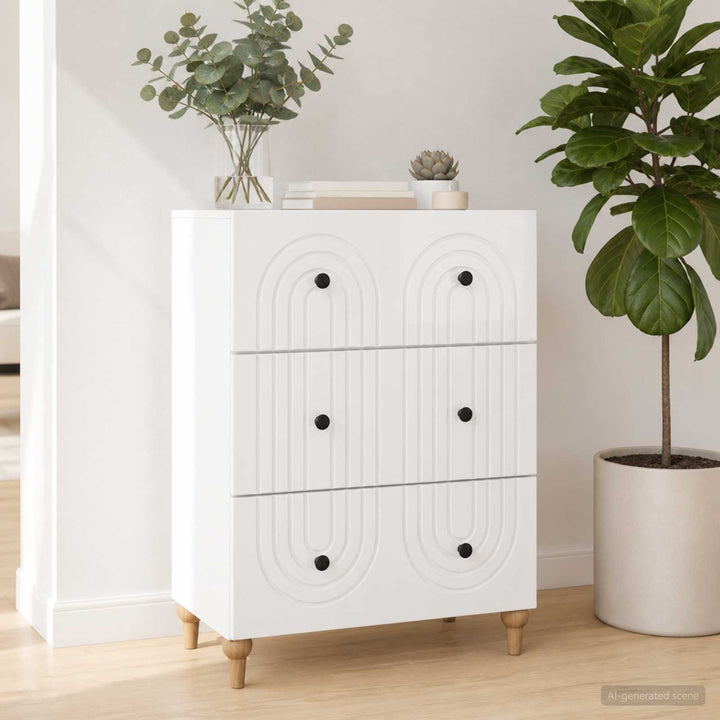 Skuffeskab Hvid højglans 66 x 34,5 x 90 cm Konstrueret træ