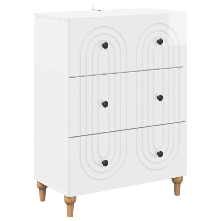 Skuffeskab Hvid højglans 66 x 34,5 x 90 cm Konstrueret træ