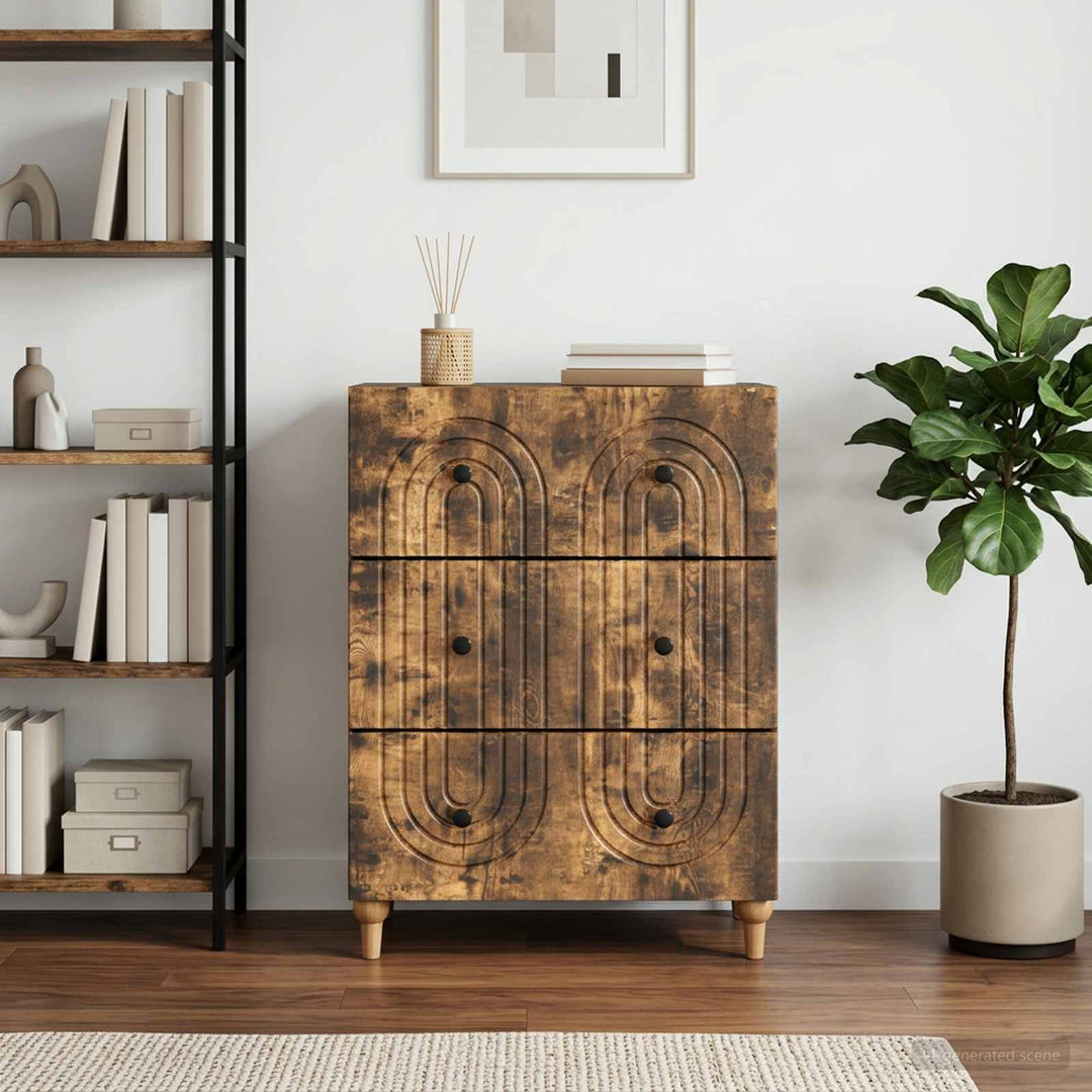 Skuffeskab Røget eg 66 x 34,5 x 90 cm Konstrueret træ