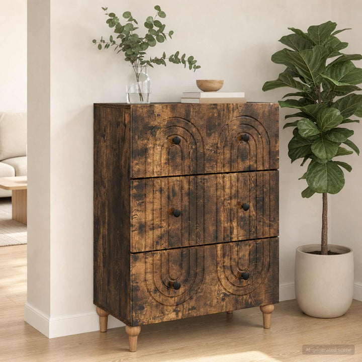 Skuffeskab Røget eg 66 x 34,5 x 90 cm Konstrueret træ