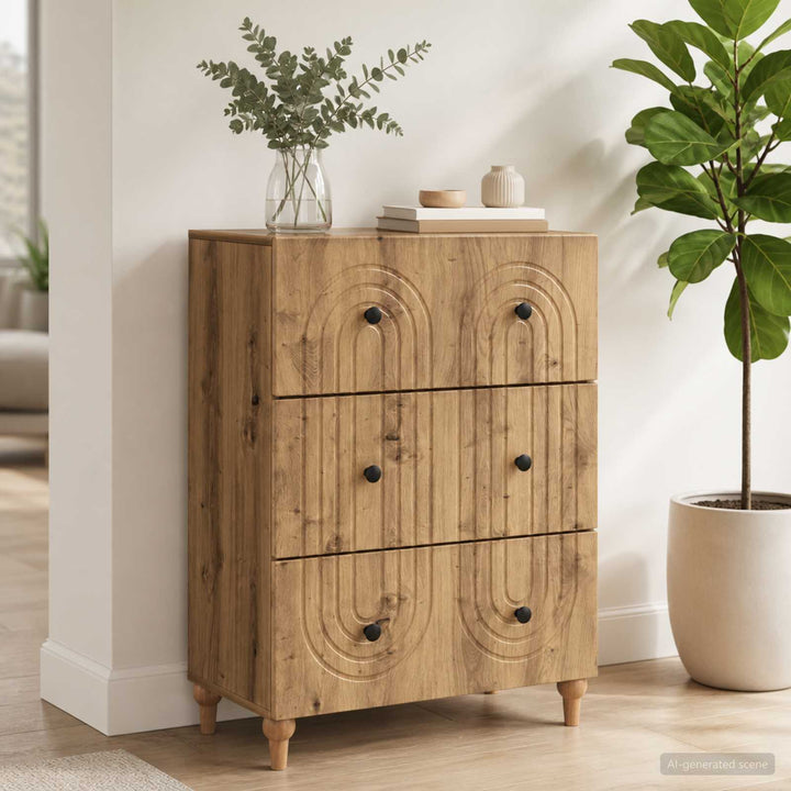 Skuffeskab 66 x 34,5 x 90 cm Konstrueret træ Artisan-eg