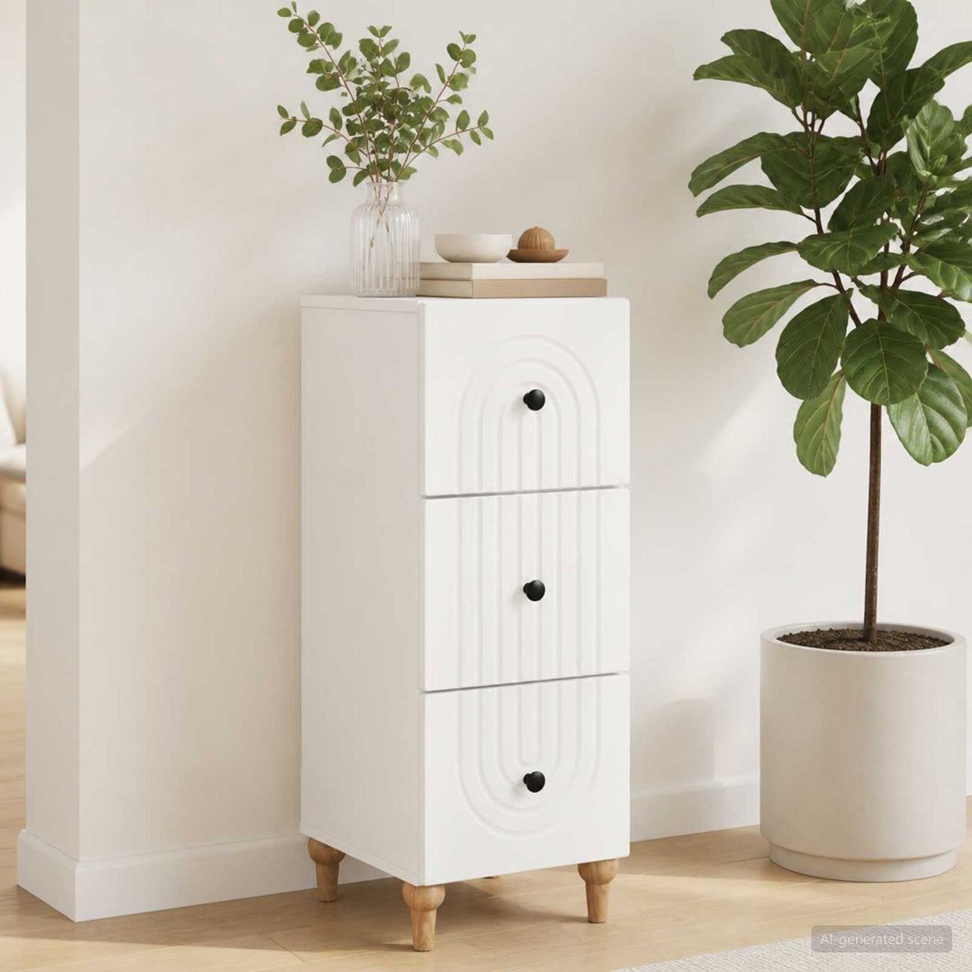 Skuffeskab Hvid 33 x 34,5 x 90 cm Konstrueret træ