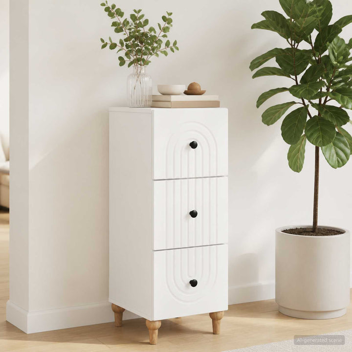 Skuffeskab Hvid 33 x 34,5 x 90 cm Konstrueret træ