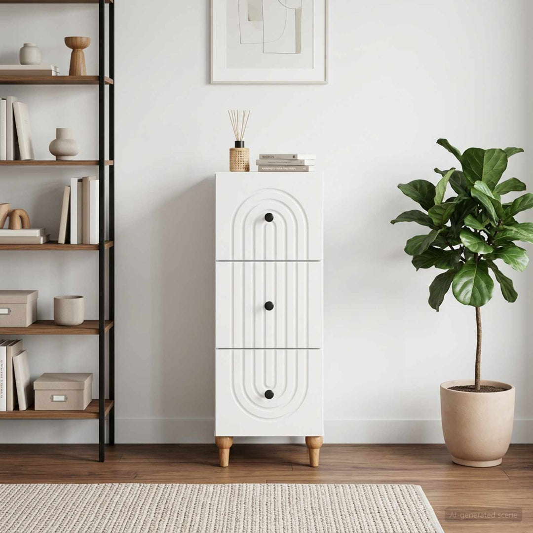Skuffeskab Hvid højglans 33 x 34,5 x 90 cm Konstrueret træ