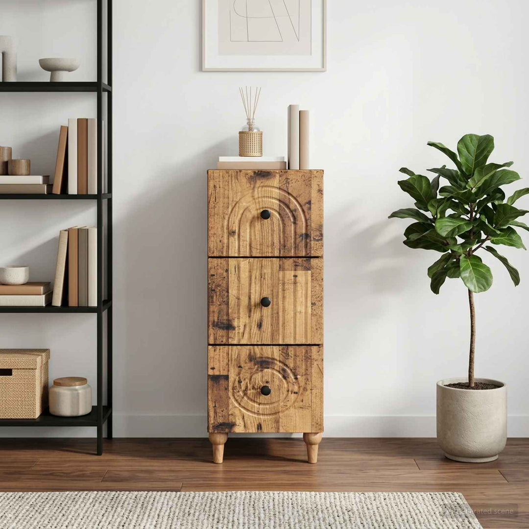 Skuffeskab Gammelt træ 33 x 34,5 x 90 cm Konstrueret træ