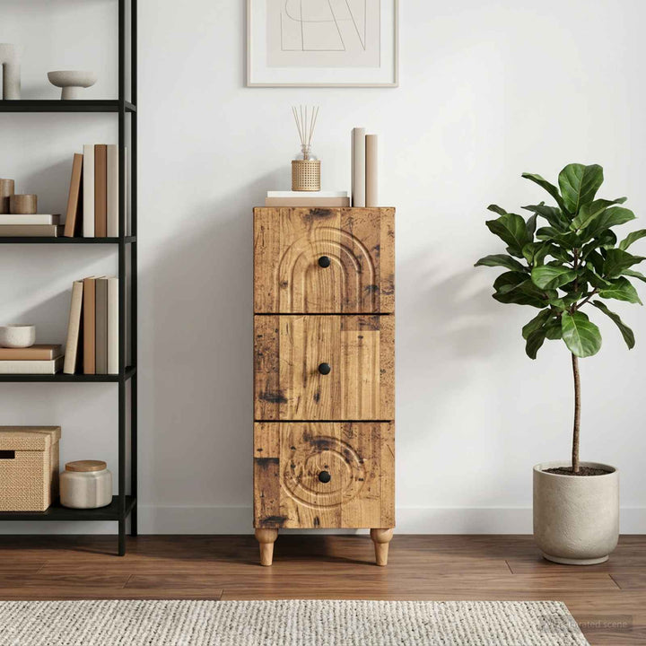 Skuffeskab Gammelt træ 33 x 34,5 x 90 cm Konstrueret træ