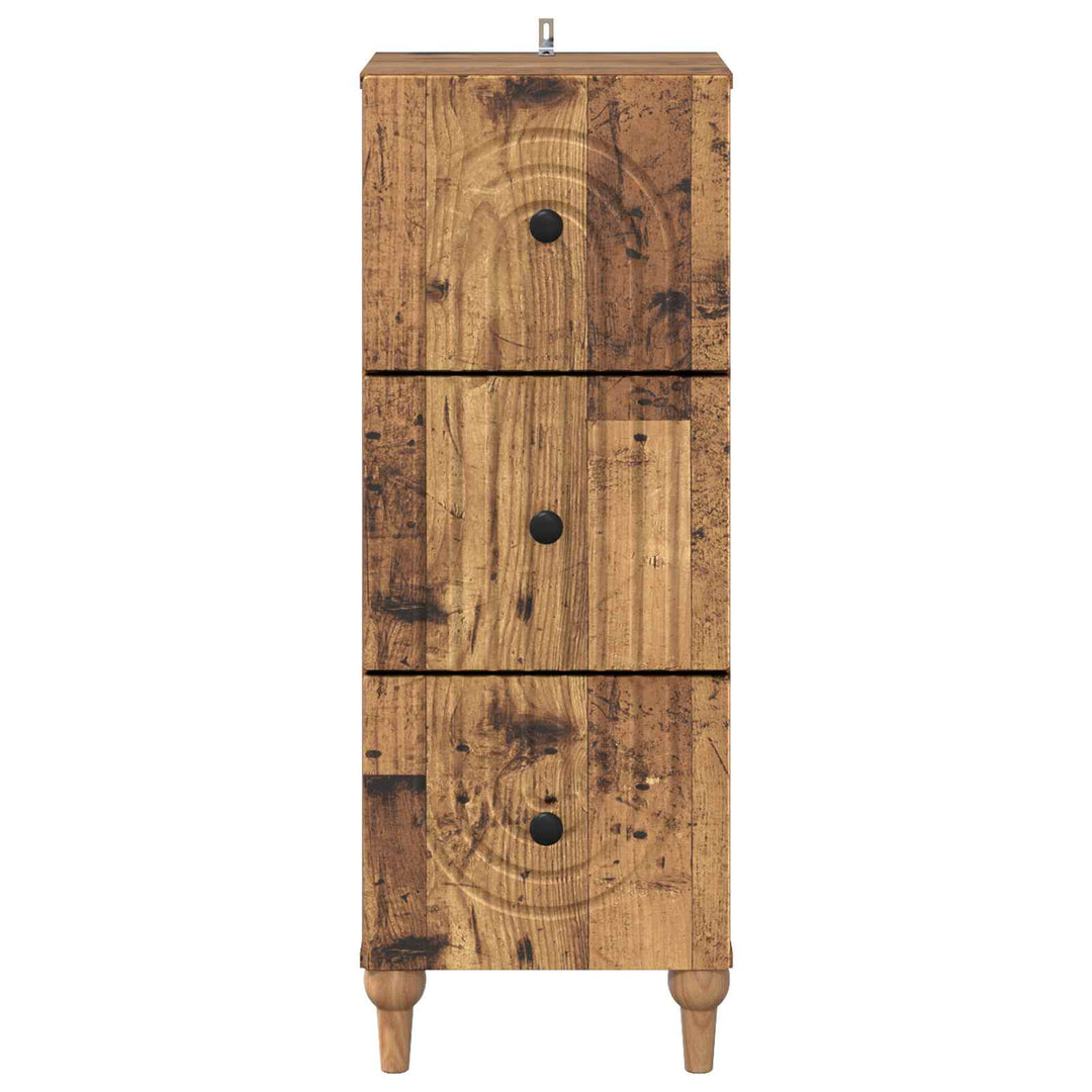 Skuffeskab Gammelt træ 33 x 34,5 x 90 cm Konstrueret træ