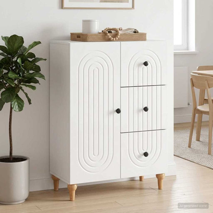 Sideboard Hvid højglans 66 x 34,5 x 90 cm Konstrueret træ