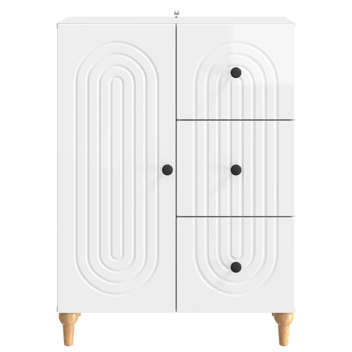 Sideboard Hvid højglans 66 x 34,5 x 90 cm Konstrueret træ