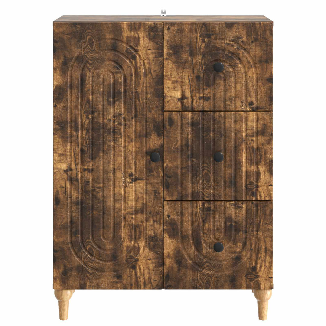 Sideboard med skuffe Røget eg 66 x 34,5 x 90 cm Konstrueret træ
