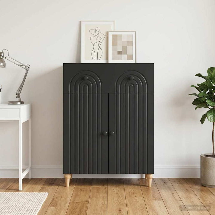 Sideboard med skuffe Sort 66 x 34,5 x 90 cm Konstrueret træ