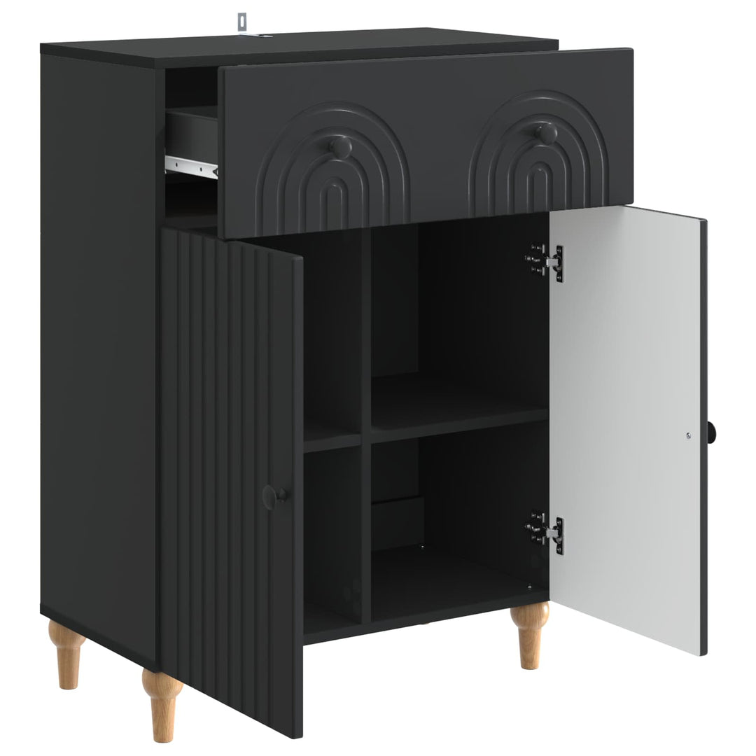Sideboard med skuffe Sort 66 x 34,5 x 90 cm Konstrueret træ