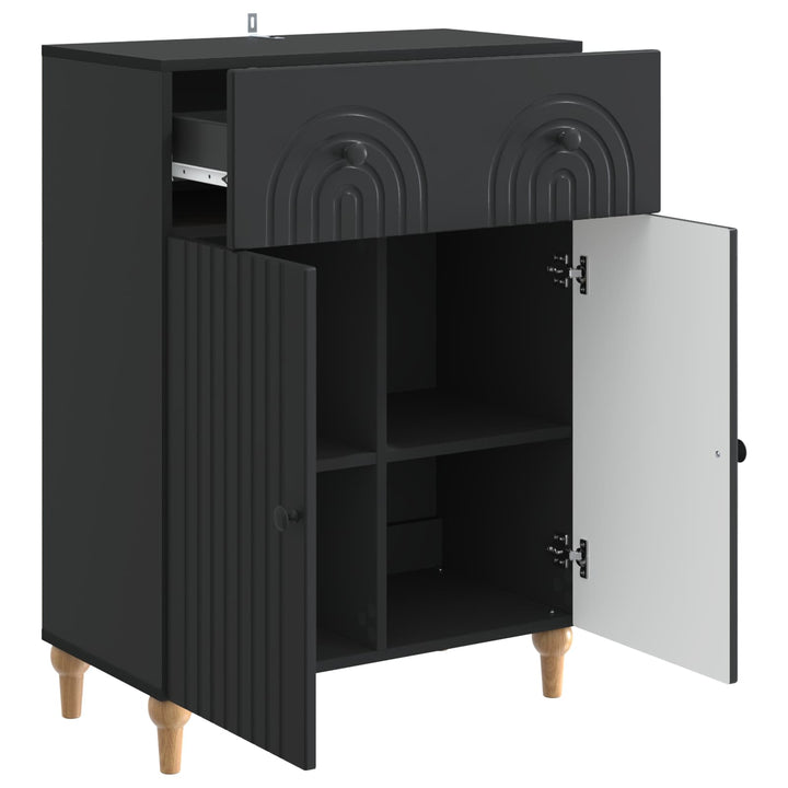 Sideboard med skuffe Sort 66 x 34,5 x 90 cm Konstrueret træ