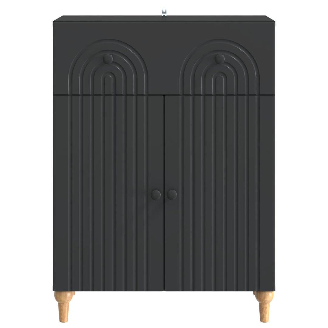 Sideboard med skuffe Sort 66 x 34,5 x 90 cm Konstrueret træ