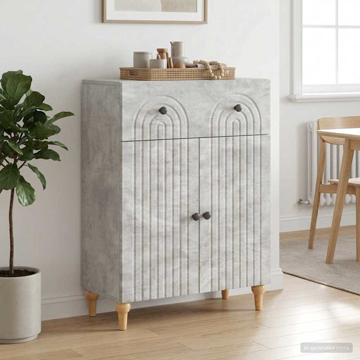 Sideboard med skuffe Betongrå 66 x 34,5 x 90 cm Konstrueret træ