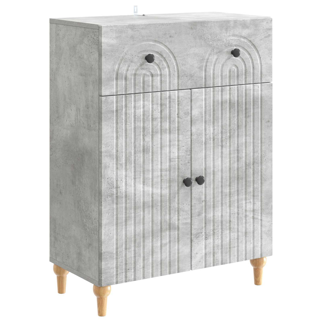Sideboard med skuffe Betongrå 66 x 34,5 x 90 cm Konstrueret træ