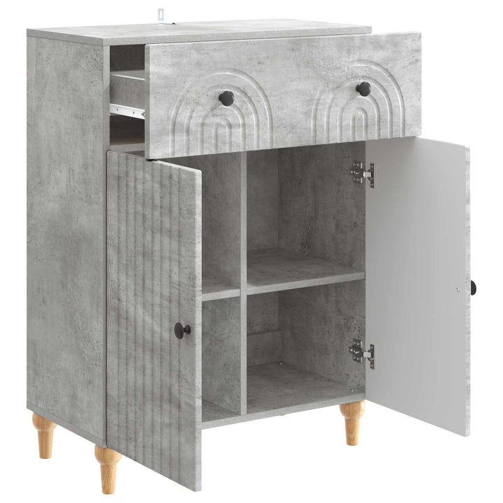 Sideboard med skuffe Betongrå 66 x 34,5 x 90 cm Konstrueret træ
