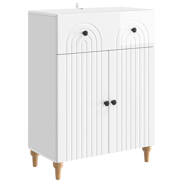 Sideboard Hvid højglans 66 x 34,5 x 90 cm Konstrueret træ
